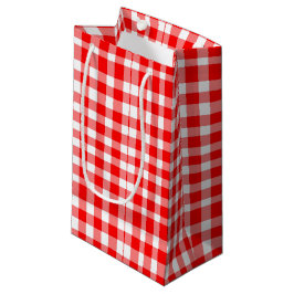 Rotes/weißes Gingham-Muster Kleine Geschenktüte