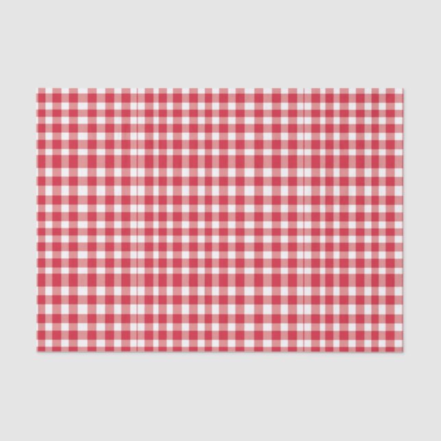 Rotes/weißes Gingham Muster Seidenpapier (Vorderseite)