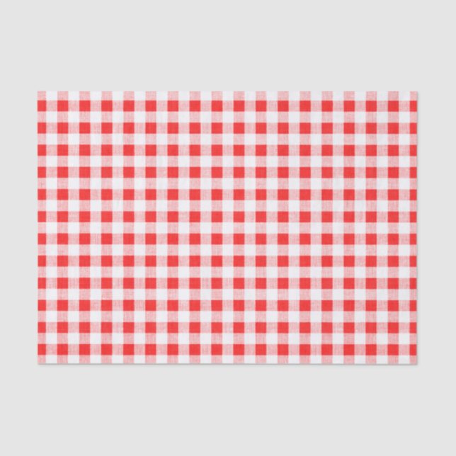 Rotes weißes Gingham-Muster Seidenpapier (Vorderseite)