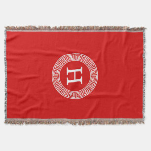 Rotes weißes griechisches SchlüsselRnd Decke