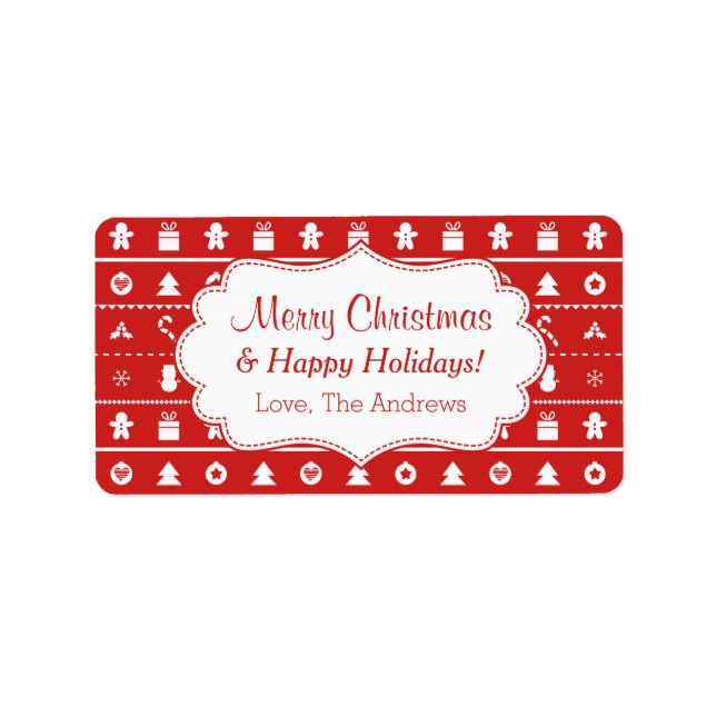 Rotes weißes hässliches adressaufkleber (Vorne)