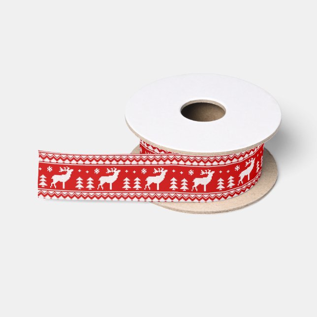 Rotes weißes hässliches satinband (Spule)