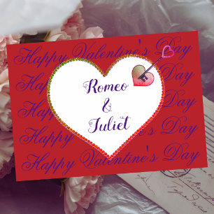 Rotes Weißes Herz Liebe Elegante Moderne Valentins Feiertagspostkarte
