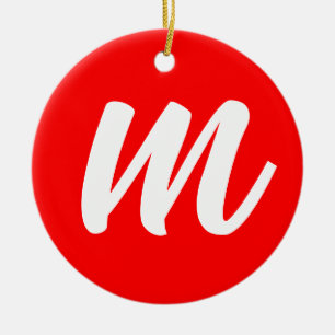 Rotes Weißes Kalligrafie-Monogramm Anfangsbuchstab Keramik Ornament