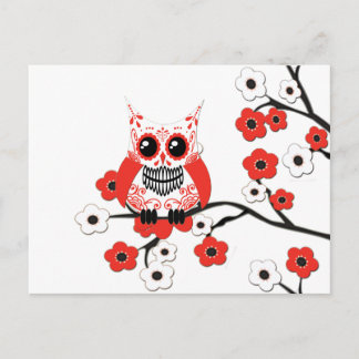 Rotes Weißes Kirschblossom Schüssel Postkarte
