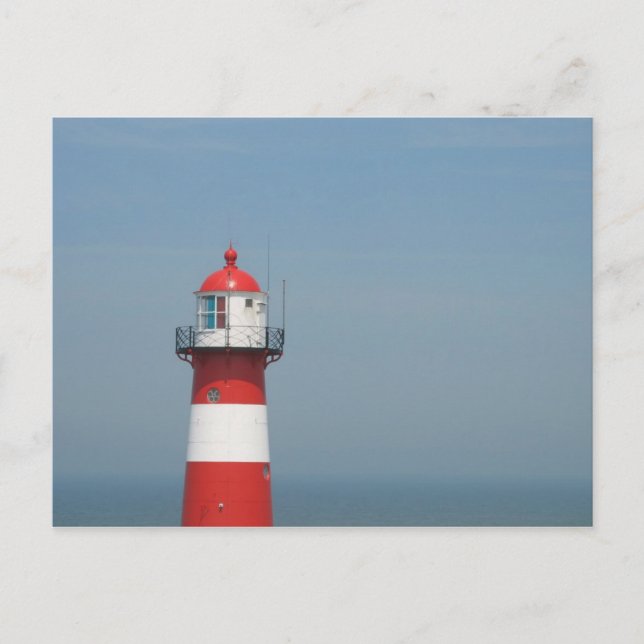 rotes weißes Leuchtturm Postkarte (Vorderseite)