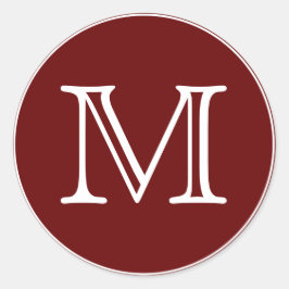 Rotes weißes Monogramm Runder Aufkleber