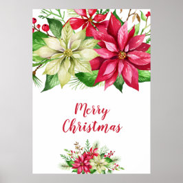 Rotes Weißes Poinsettia Weihnachten Poster