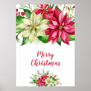 Rotes Weißes Poinsettia Weihnachten Poster