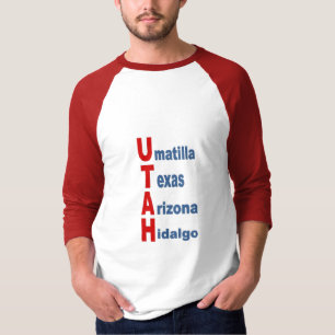Rotes weißes Raglan-T-Shirt TOURISM WEST USA T-Shirt