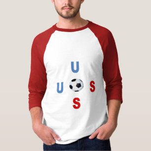 Rotes weißes Raglan-T-Shirt USA SPORT T-Shirt