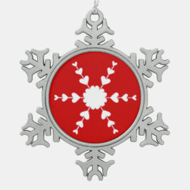 Rotes weißes Schneeflocken Schneeflocken Zinn-Ornament