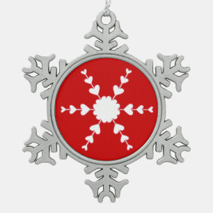 Rotes weißes Schneeflocken Schneeflocken Zinn-Ornament