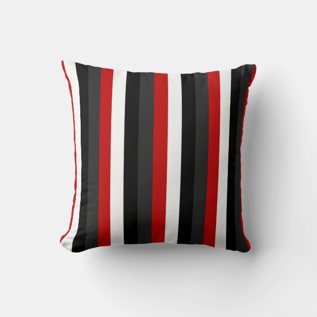 Rotes weißes schwarzes STRIPES Kissen (Vorderseite)