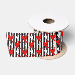Rotes weißes schwarzes Valentinsgruß-Herz-Band Satinband