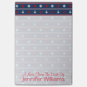 Rotes weißes u. blaues Seemuster   addieren Ihren Post-it Klebezettel