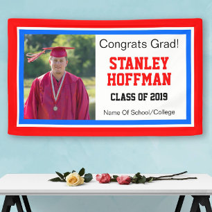 Rotes weißes und blaues Absolvent-Foto Banner