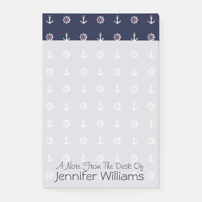 Rotes weißes und blaues Anker-Muster | addieren Post-it Klebezettel (Vorderseite)