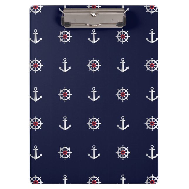 Rotes weißes und blaues Anker-Muster Klemmbrett (Vorderseite)