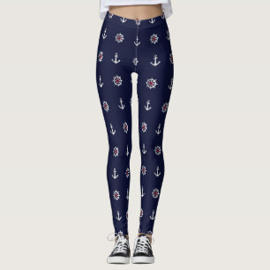 Rotes weißes und blaues Anker-Muster Leggings