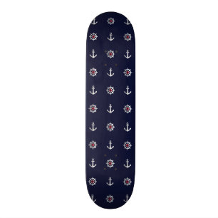 Rotes weißes und blaues Anker-Muster Skateboard