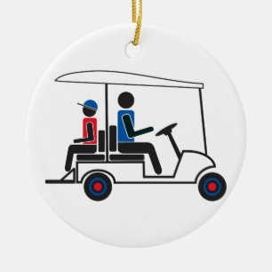 rotes, weißes und blaues Familien-Golfmobil PTC G Keramikornament