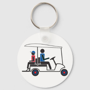rotes, weißes und blaues Familien-Golfmobil PTC GA Schlüsselanhänger