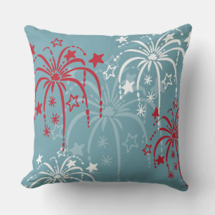 Rotes weißes und blaues Feuerwerk 4. Juli Kissen