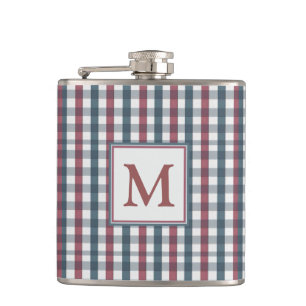 Rotes, Weißes und Blaues Karo-Monogramm Flachmann