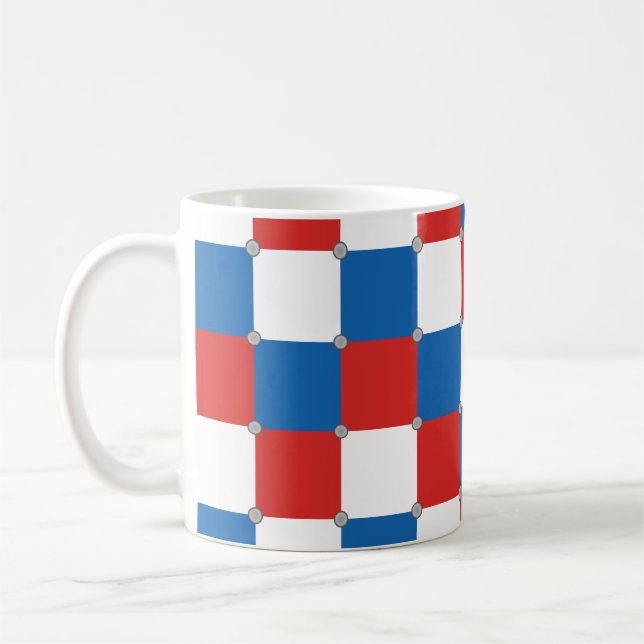 Rotes weißes und blaues Muster Kaffeetasse (Links)