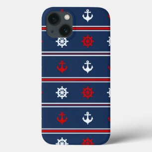 rotes weißes und blaues Nautikmuster Case-Mate iPhone Hülle