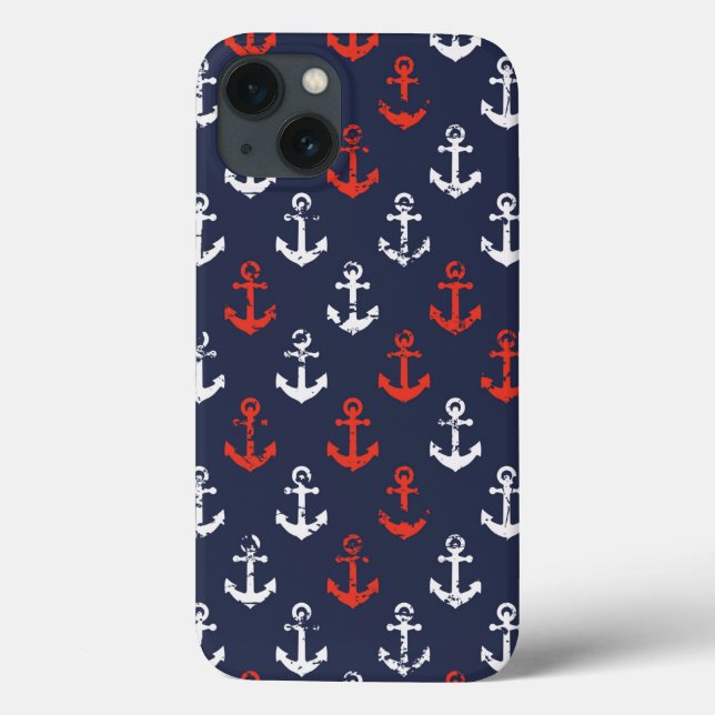 rotes, weißes und blaues Navy-Muster Case-Mate iPhone Hülle (Rückseite)