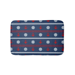Rotes weißes und blaues Ozean-Muster Badematte
