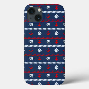 Rotes weißes und blaues Ozean-Muster Case-Mate iPhone Hülle