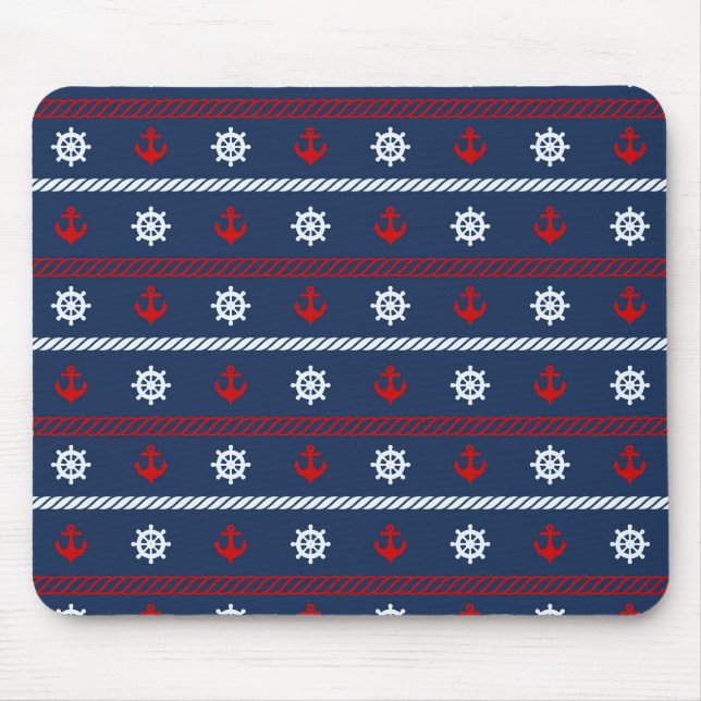 Rotes weißes und blaues Ozean-Muster Mousepad (Vorne)