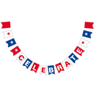 Rotes weißes und blaues patriotisches 4. von wimpelkette