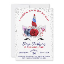 Rotes, Weißes und Blaues Patriotisches Einhorn Geb