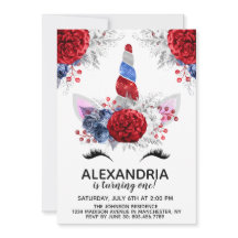 Rotes, Weißes und Blaues Patriotisches Einhorn Geb