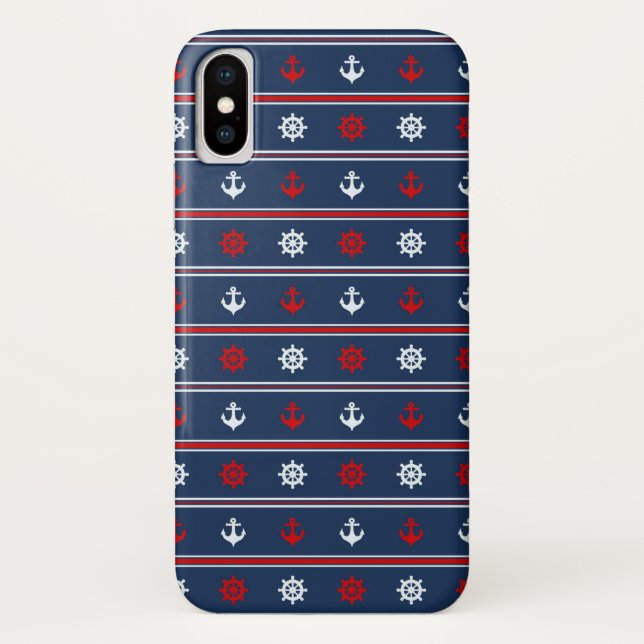 Rotes weißes und blaues Seemuster Case-Mate iPhone Hülle (Rückseite)