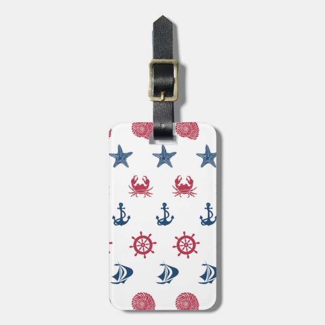 Rotes weißes und blaues Seesymbol-Muster Gepäckanhänger (Vorderseite vertikal)