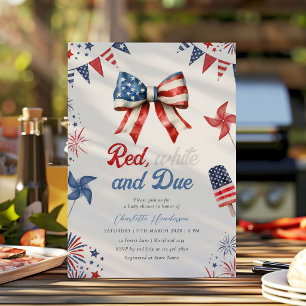 Rotes Weißes und Fälliges Baby Shower Einladung