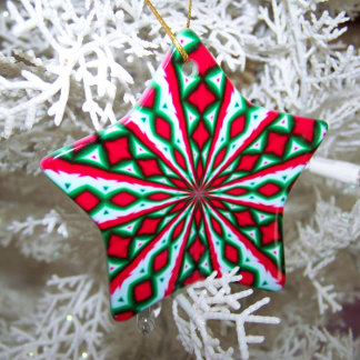 Rotes Weißes und grünes Weihnachtscreme Kaleidosko Keramik Ornament