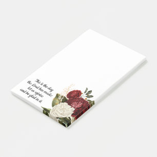 Rotes weißes vintage Blumenmuster Bibelvers Post-it Klebezettel