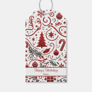 Rotes Weißes Weihnachten Geschenk-Anhänger Geschenkanhänger