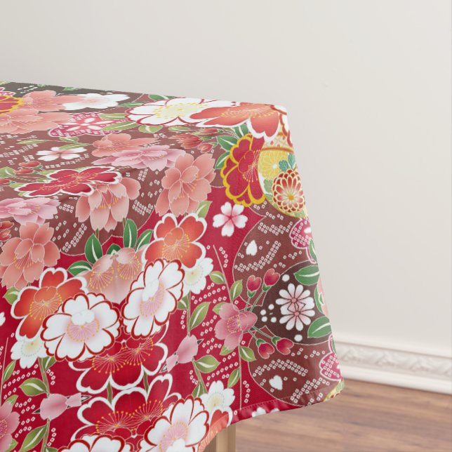 Rotes Weißrosa Japanisches Blumenkohl-Dessert Tischdecke (Beispiel)