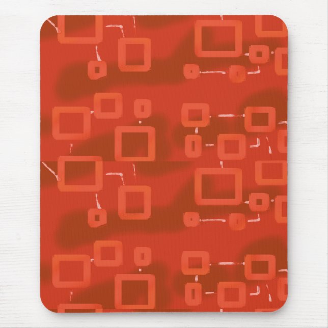 Rotes Whimsical Modernes Abstrakt Mousepad (Vorne)