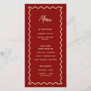 Rotes Whimsical Retro-Elegantes Hochzeitsmenü