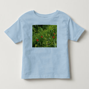 Rotes Wildblumenwiesen-Kinder-T-Shirt Kleinkind T-shirt