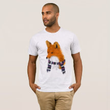 Rotes Winter-Schal-Kunst-T-Shirt Fox tragendes