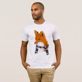 Rotes Winter-Schal-Kunst-T-Shirt Fox tragendes T-Shirt